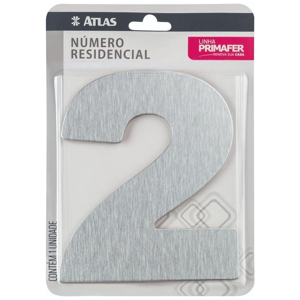 Número Residencial Em Alumínio Composto Escovado 125mm Nº 2 - Pr3001-2 - Pincéis Atlas - 2