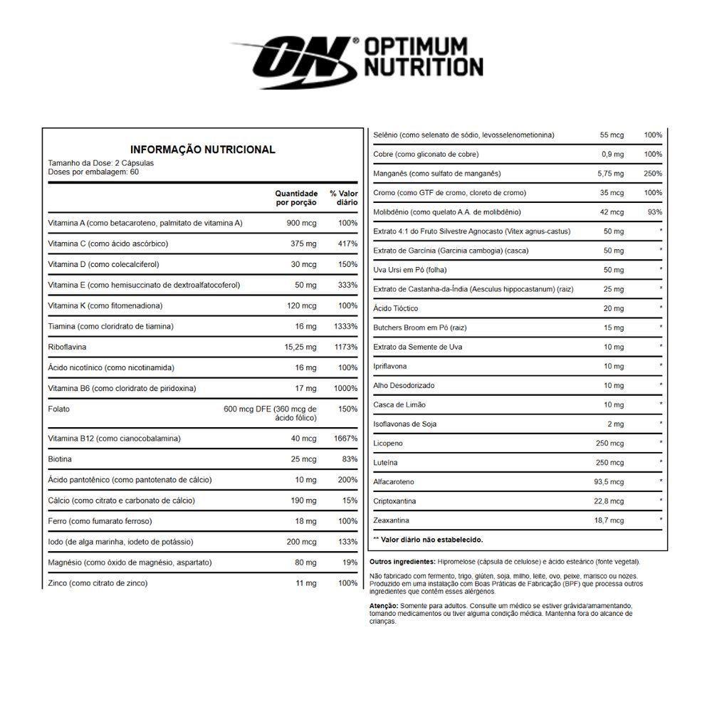 Multivitamínico Opti-women 120 Cápsulas Optimum Nutrition - 4