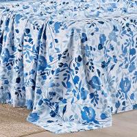 Jogo Cama Lençol Belle Queen 400 Fios Estampado 4 Peças Florido Azul