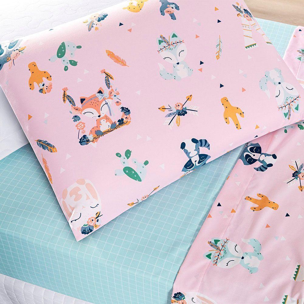 Jogo De Cama Casa Scarpa Lençol Lutti Solteiro Infantil 200 Fios Estampado 3 Peças Raposa Foxy Rosa - 3