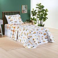Kit Cobre Leito Colcha Solteiro Infantil Lutti Dupla Face 200 Fios 2 Peças Trator Caminhão Branco - 3