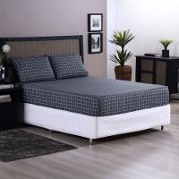 Jg Lençol Queen Chess Percal 200 Fios 3pç 80% Algodão 20% Poliéster- Cinza_esc - 2