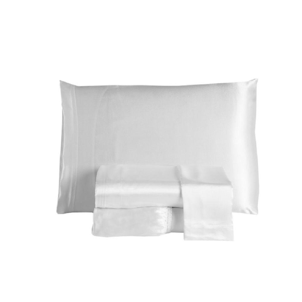 Jogo Lençol King Cetim Charmous 4pç 100% Poliéster - Branco - 1