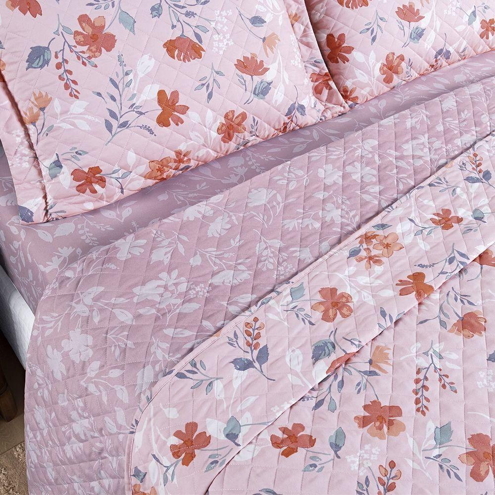 Cobre Leito Casal Spring Micropercal 100% Poliéster - Flora - 2