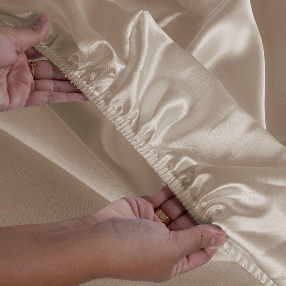 Jogo Lençol King Cetim Charmous 4pç 100% Poliéster - Bege - 5