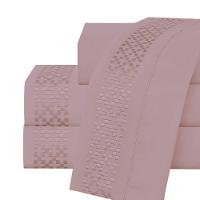 Jogo Lençol Queen Elegance Bordado 4pç 100% Poliéster - Malva - 1