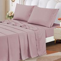 Jogo Lençol Queen Elegance Bordado 4pç 100% Poliéster - Malva - 2