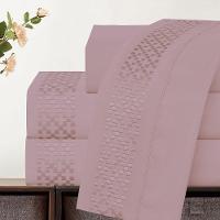 Jogo Lençol King Elegance Bordado 4pç 100% Poliéster - Malva - 3