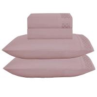 Jogo Lençol King Elegance Bordado 4pç 100% Poliéster - Malva - 4