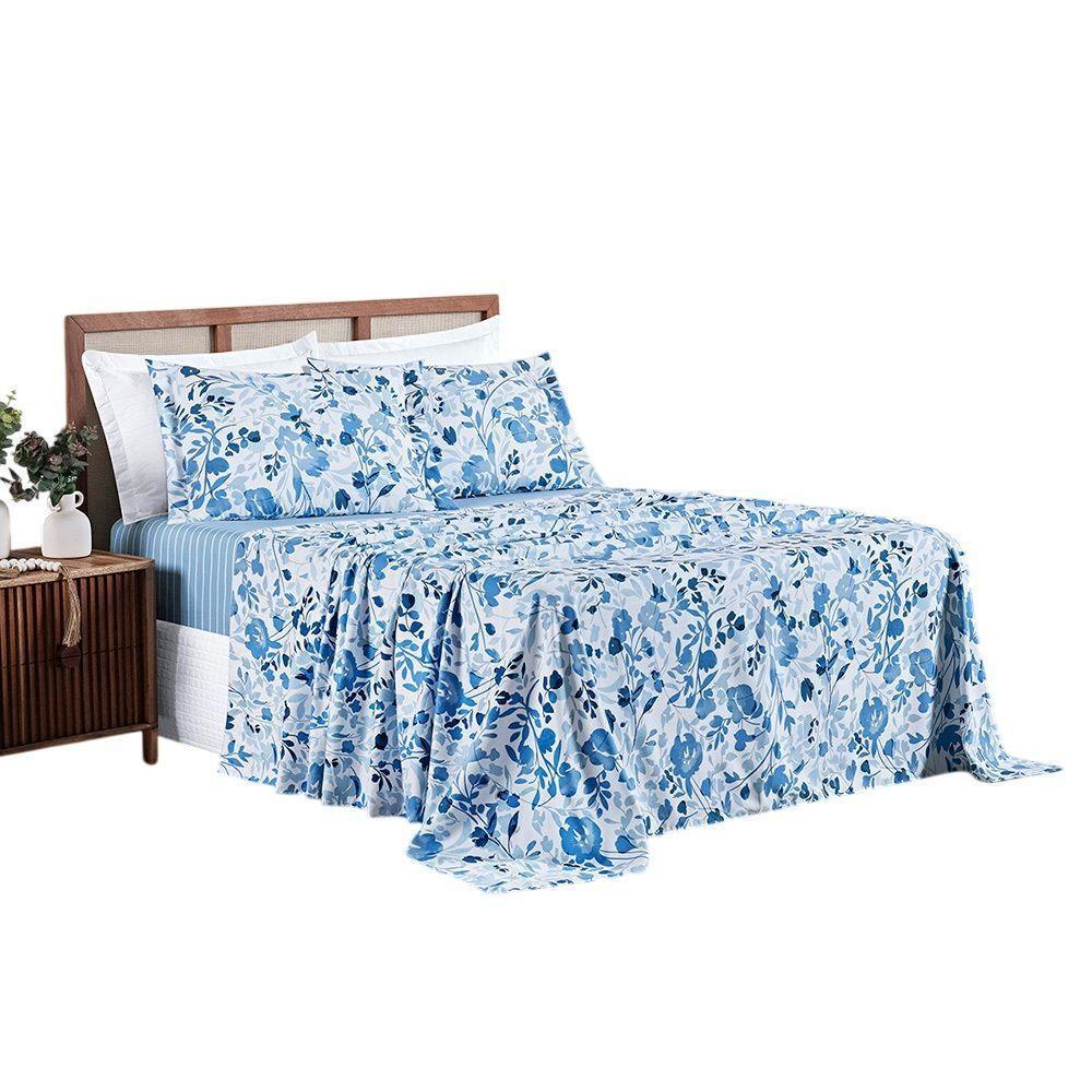 Jg Lençol Casal Spring 4pç 100% Poliéster - Lolli - 1