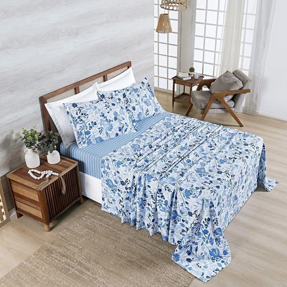 Jg Lençol Casal Spring 4pç 100% Poliéster - Lolli - 4
