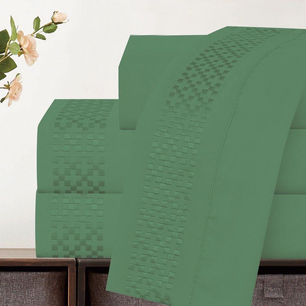 Jogo Lençol Queen Elegance Bordado 4pç 100% Poliéster - Esmeral - 3