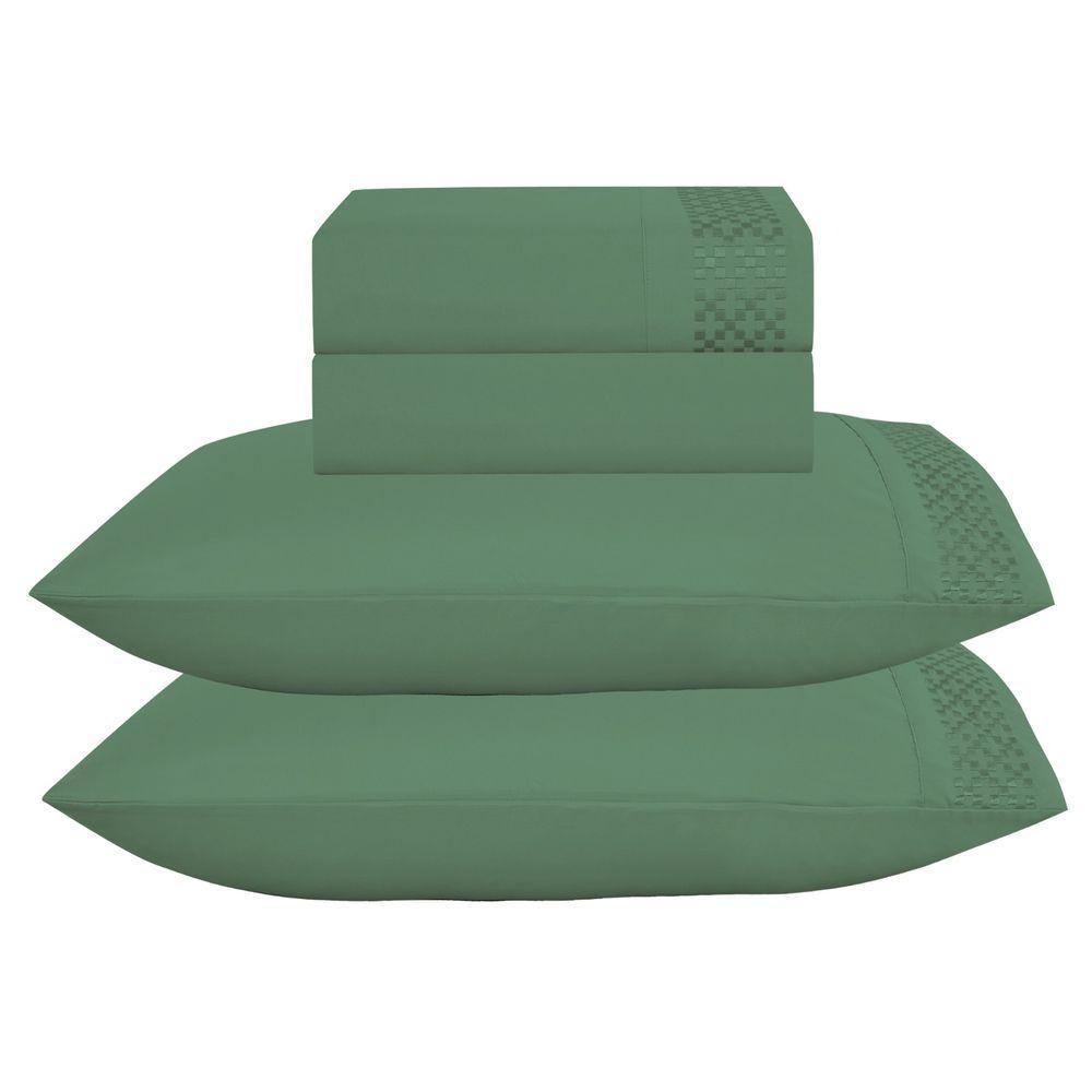 Jogo Lençol Queen Elegance Bordado 4pç 100% Poliéster - Esmeral - 4