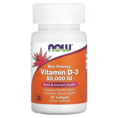 Vitamina D3 1250mcg 50000ui 50 Softgels Now Foods