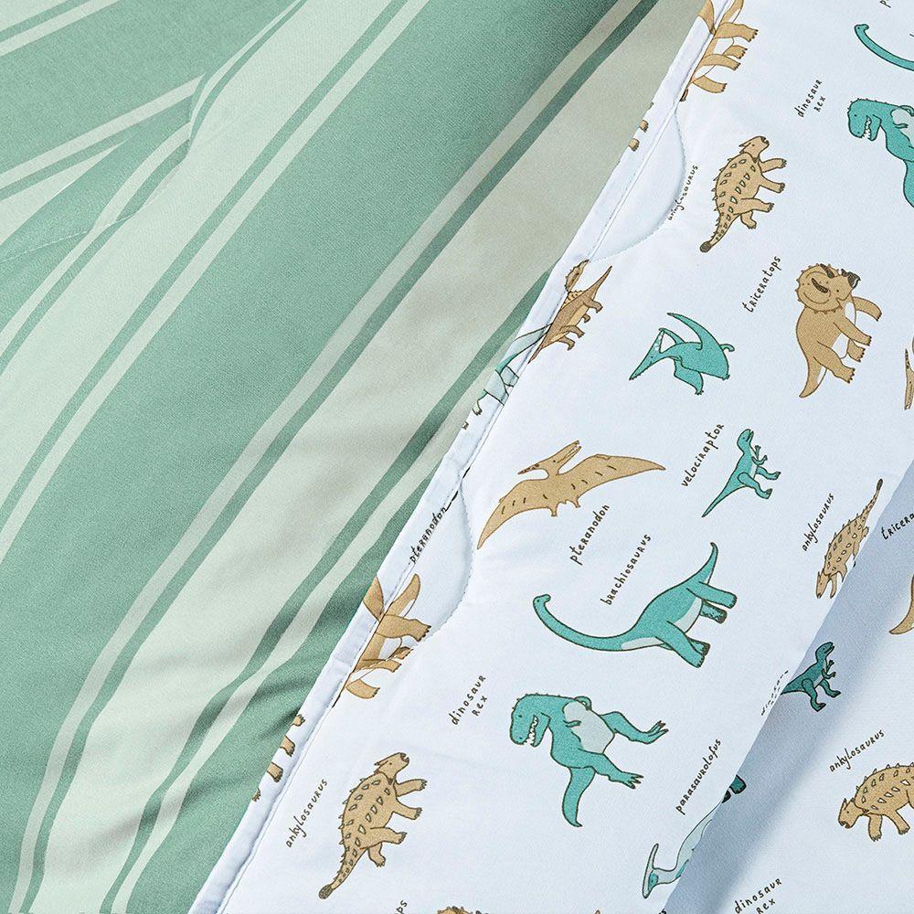 Edredom Cobertor Lutti Solteiro Infantil Dupla Face 200 Fios Dinossauro Verde - 4