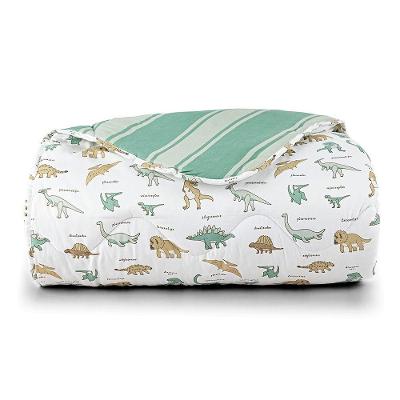 Edredom Cobertor Lutti Solteiro Infantil Dupla Face 200 Fios Dinossauro Verde