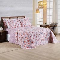 Cobre Leito Queen Spring Micropercal 100% Poliéster - Flora - 4