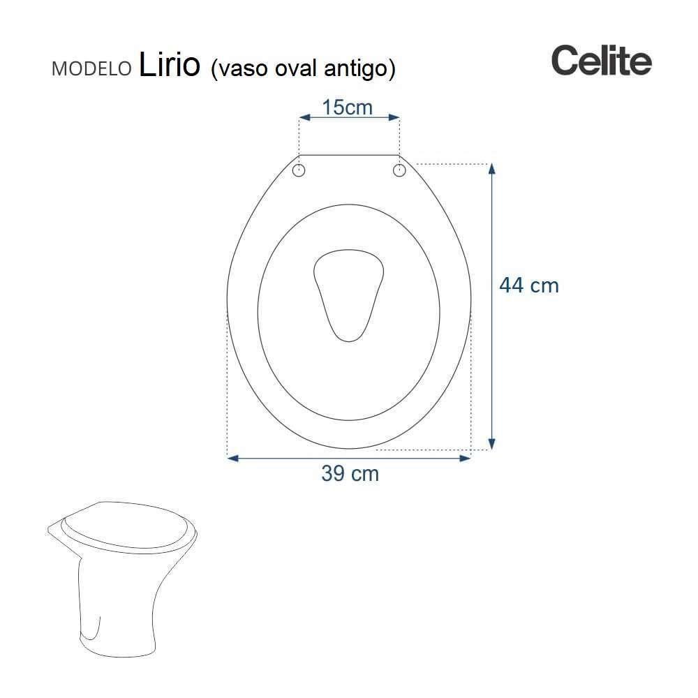 Assento Sanitário Poliester Lirio Rosato Para Vaso Celite - 4