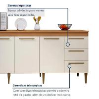 Balcão Atenas 4 Portas 3 Gavetas Kaiki Móveis - Nature-off