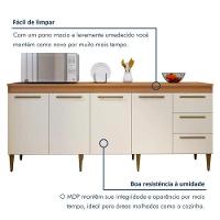 Balcão Atenas 4 Portas 3 Gavetas Kaiki Móveis - Nature-off - 5