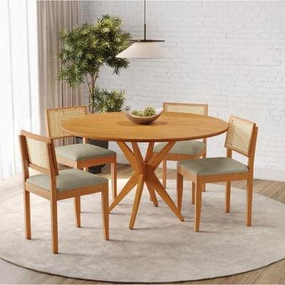 Mesa Simpatia 1,08 4 Cadeiras Jade Linho Jcm Cinamomo
