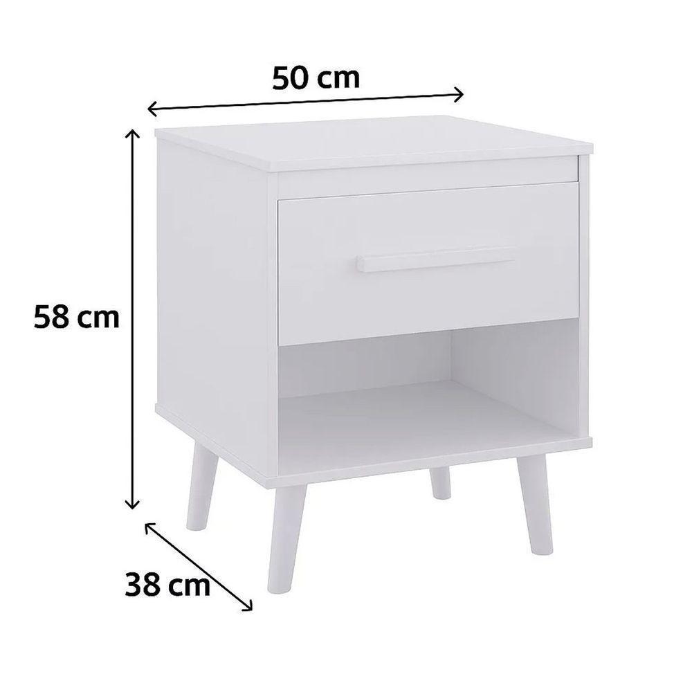 Mesa De Cabeceira Com 1 Gaveta E Nicho Lima Branco - 3