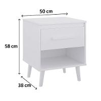 Mesa De Cabeceira Com 1 Gaveta E Nicho Lima Branco - 3
