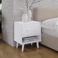 Mesa De Cabeceira Com 1 Gaveta E Nicho Lima Branco - 4