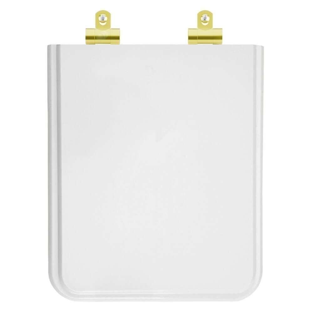Assento Sanitário Poliester Soft Close Square Branco Para Vaso Incepa Com Ferragem Dourada - 1