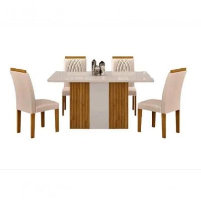 Mesa Doha 1,20 Decor-off Tampo Off C-vidro 4 Cadeiras Doha