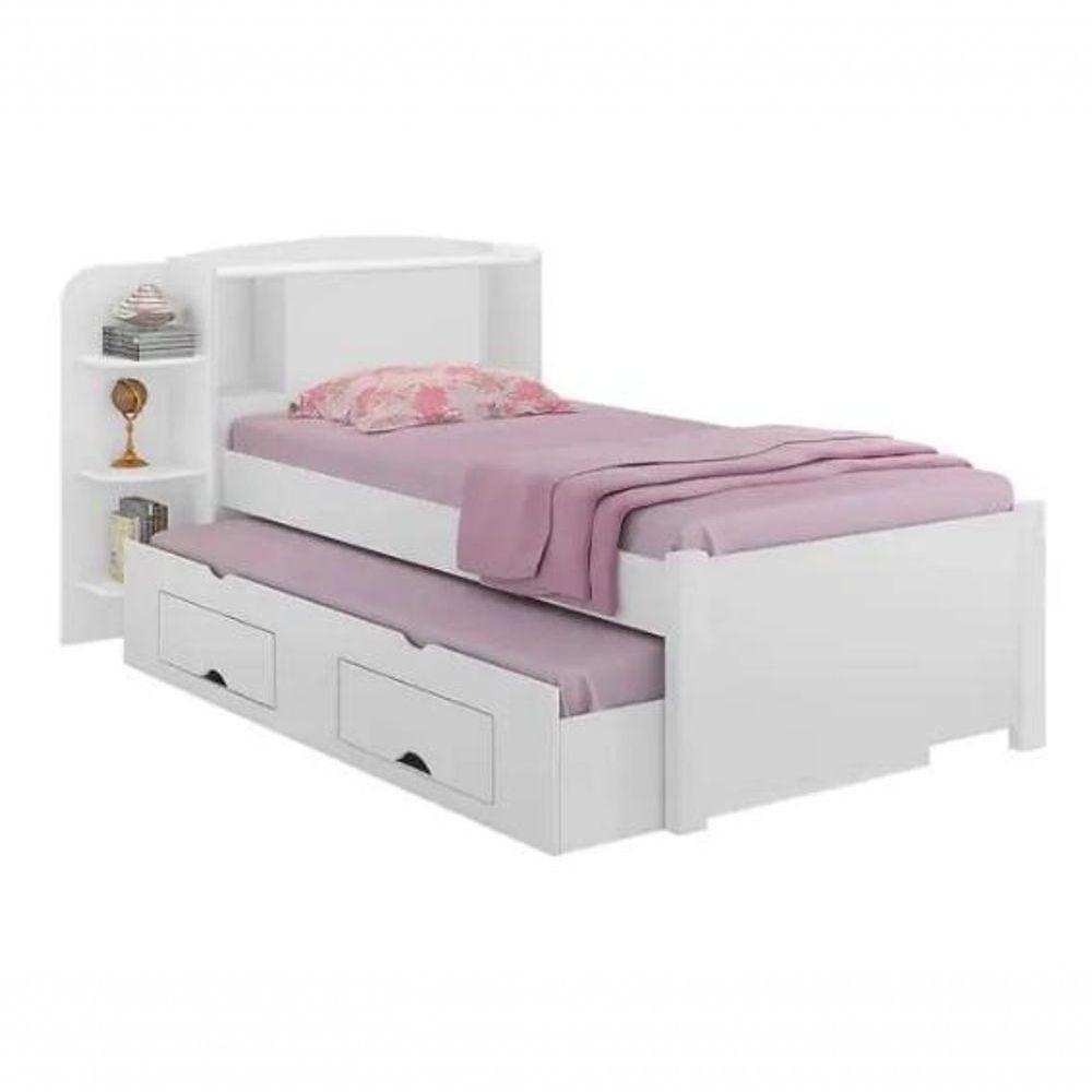 Cama Solteiro Milênio Com Auxiliar 100% Mdf Branco - D Doro - 1