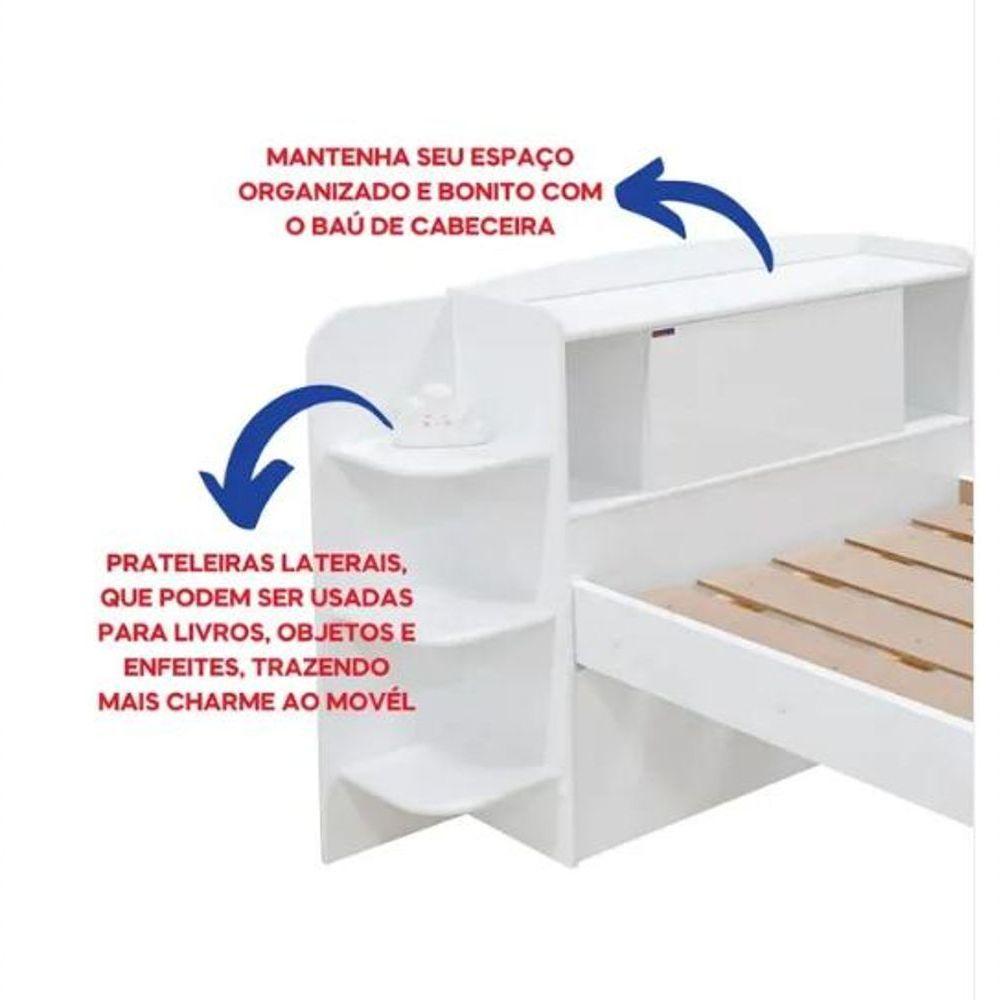 Cama Solteiro Milênio Com Auxiliar 100% Mdf Branco - D Doro - 4