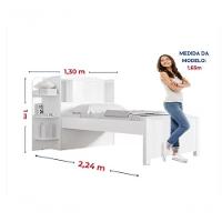 Cama Solteiro Milênio Com Auxiliar 100% Mdf Branco - D Doro - 2