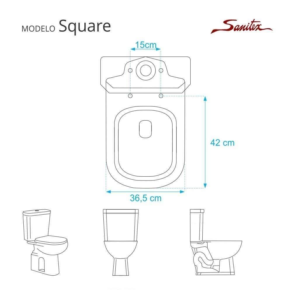 Tampa De Vaso Acrilico Transparente Square Para Bacia Sanitex 6lpf - 2