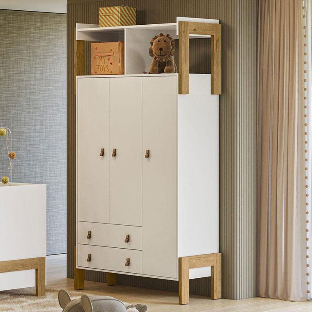 Berço Americano Mini Cama Q Encanto Slim E Guarda Roupa Fantasia Branco Acetinado Com Colchão Gazin – Qmovi - 4