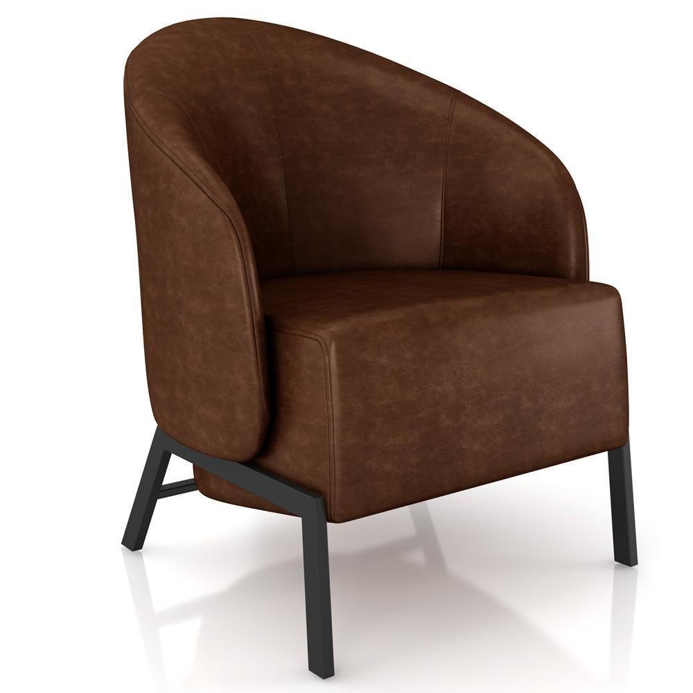 Kit 02 Poltronas Decorativa Para Sala Living Pés Industrial Sierra K01 Couríssimo Marrom - Lyam Decor - 6