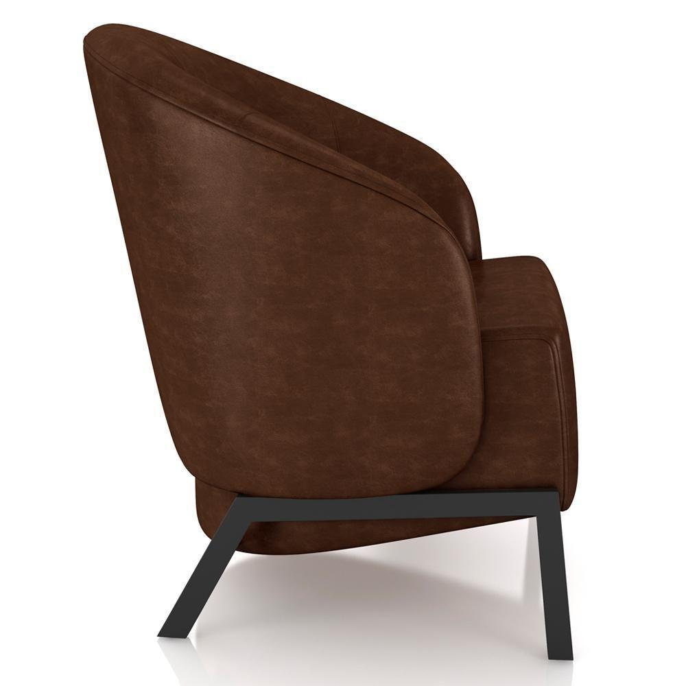 Kit 02 Poltronas Decorativa Para Sala Living Pés Industrial Sierra K01 Couríssimo Marrom - Lyam Decor - 7