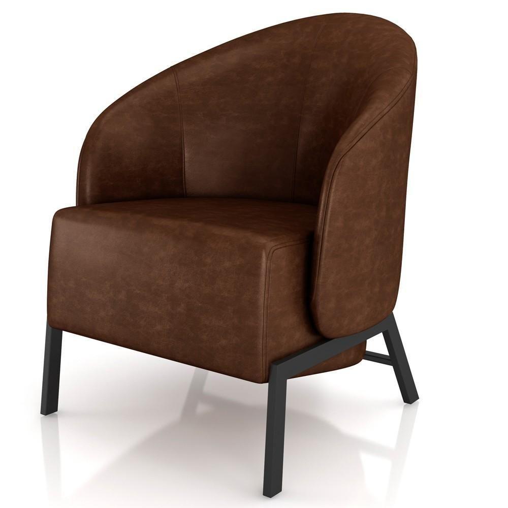 Kit 02 Poltronas Decorativa Para Sala Living Pés Industrial Sierra K01 Couríssimo Marrom - Lyam Decor - 9