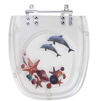 Tampa De Vaso Poliéster Decorada Golfinho E Conchas Like Para Louça Celite - 1