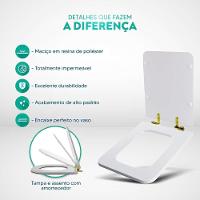 Assento Sanitário Poliester Soft Close Square Cinza Platina (cinza Claro) Para Vaso Incepa Com Ferragem Dourada - 2