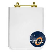 Assento Sanitario Poliester Antibacteriano Square Branco Para Vaso Incepa Cidamar Com Ferragem Dourada - 1