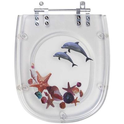 Assento Sanitário Poliester Dona Beja Decorado Golfinho E Conchas Para Vaso Santa Clara