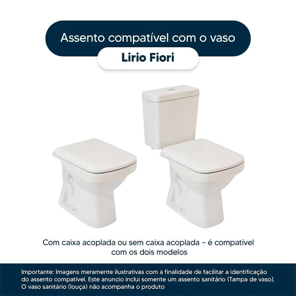 Assento Sanitário Poliester Soft Close Lirio Preto Para Vaso Fiori - 4