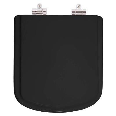 Assento Sanitário Poliester Soft Close Lirio Preto Para Vaso Fiori