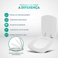 Assento Sanitário Poliester Soft Close Lirio Preto Para Vaso Fiori - 5