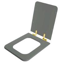Assento Sanitário Poliester Soft Close Square âmbar (cinza Escuro) Para Vaso Incepa Com Ferragem Dourada - 5