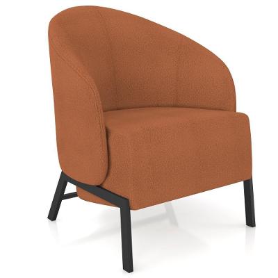 Poltrona Decorativa Para Sala Living Pés Industrial Sierra K01 Bouclê Terracota - Lyam Decor