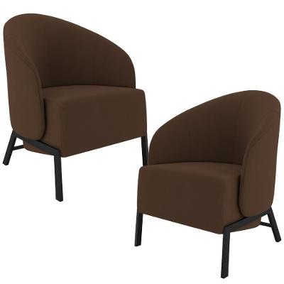 Kit 2 Poltronas Decorativas Sierra K01 Para Sala Veludo Marrom Lyam Decor