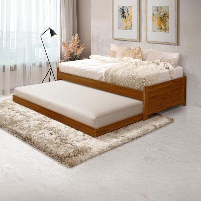 Cama Solteiro Com Auxiliar Bibox Bicama Gabrieli Com 2 Colchões Inclusos - Castanho