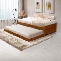 Cama Solteiro Com Auxiliar Bibox Bicama Gabrieli Com 2 Colchões Inclusos - Castanho - 1